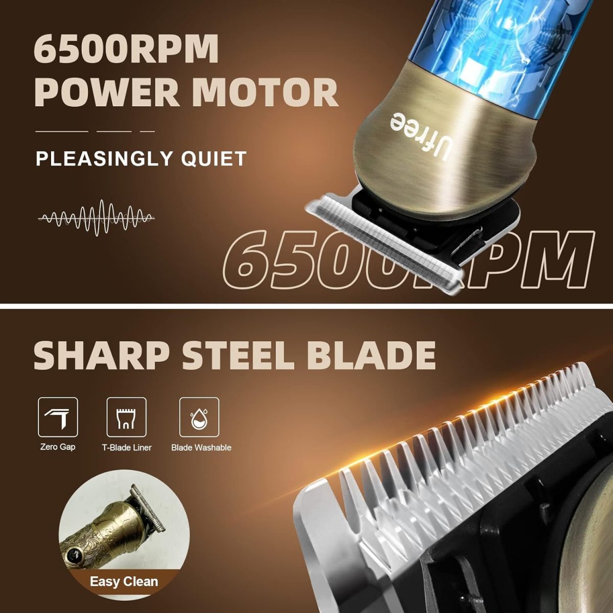 ⁦Ufree Beard Trimmer for Men, Electric Razor Shaver, Cordless Hair Clipper Shaving Kit for Mustache Body Nose Ear Hair Facial, Adjustable Beard Grooming Kit Birthday Gifts for Men⁩ - الصورة ⁦4⁩