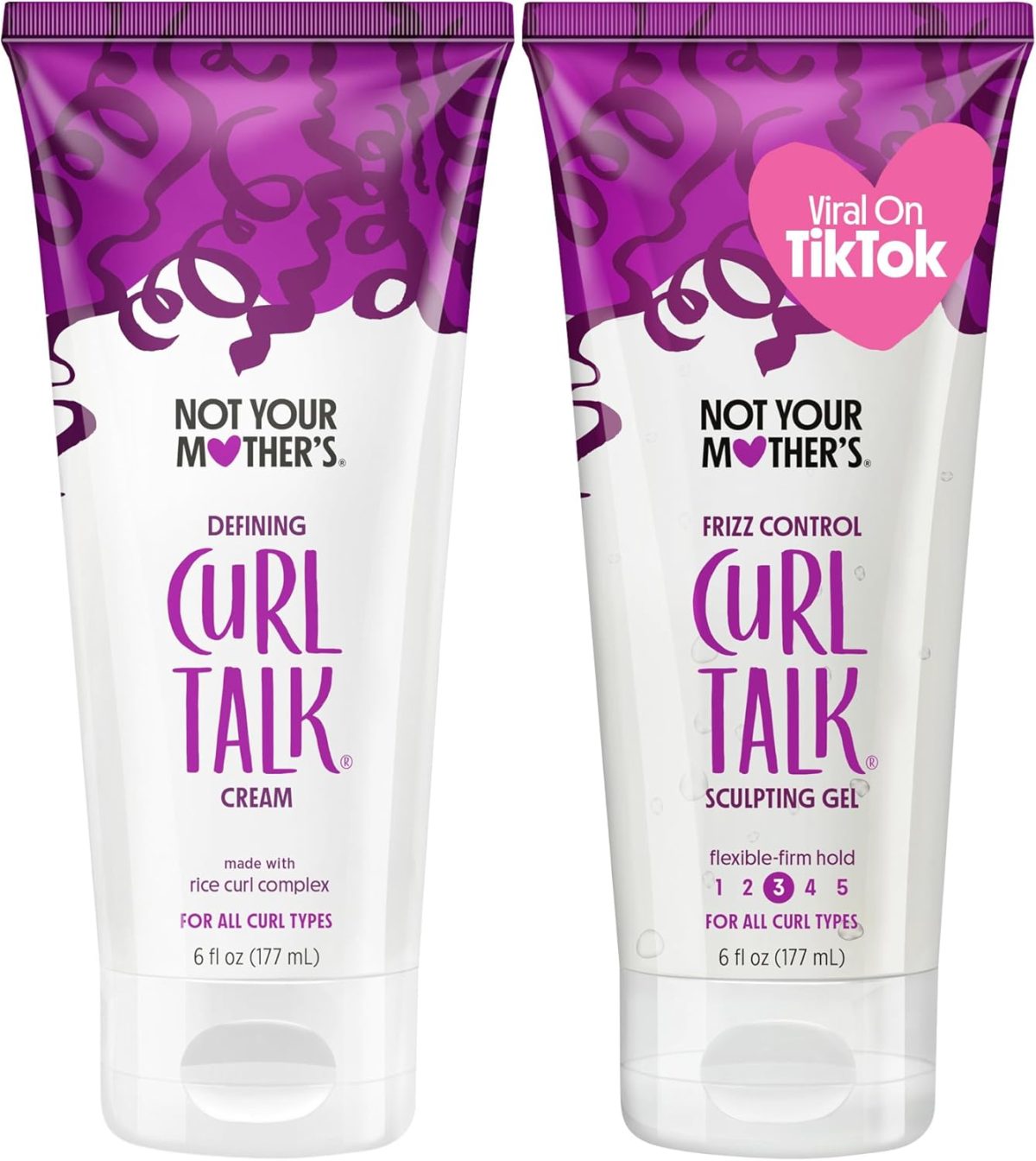 Not Your Mother's Curl Talk Frizz Control Sculpting Gel and Defining Cream (2-Pack) - Formulated with Rice Curl Complex - For All Curly Hair Types (6oz, 2-Pack)