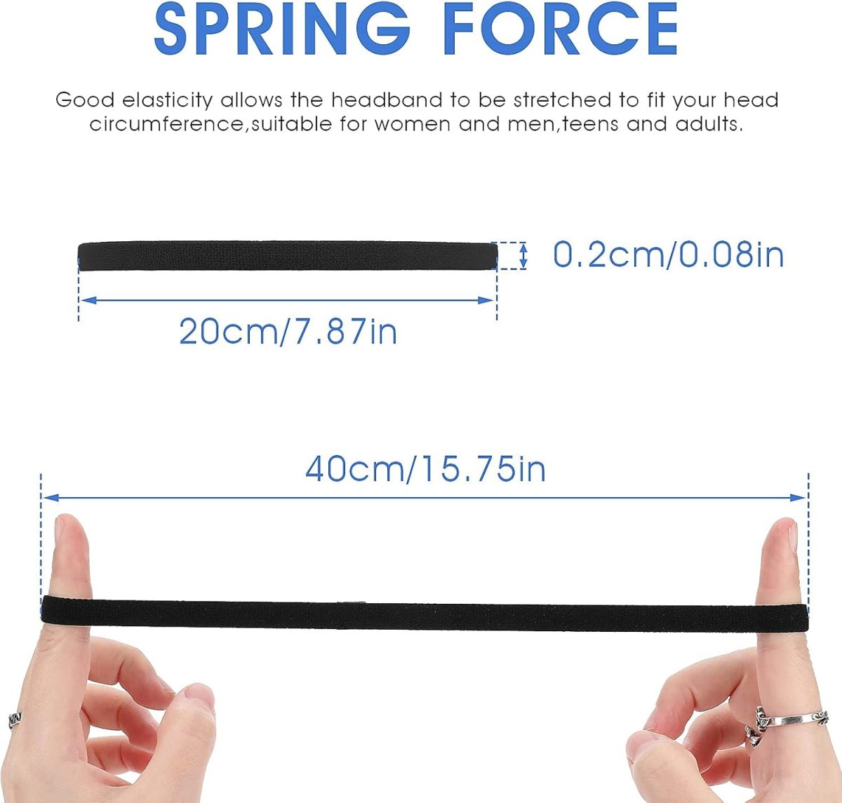 ⁦4 Pieces Thick Non-Slip Elastic Sport Headbands Hair Headbands for Women and Men (E)⁩ - الصورة ⁦3⁩