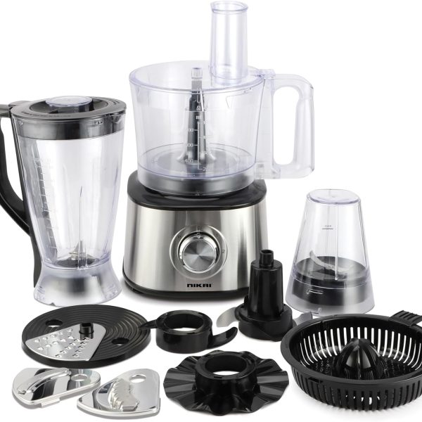 Nikai 1000 Watts 10-in-1 Food processor 2 Speed With Pulse (Blender, Slicer, Chopper, Kneader, Mixer, Beater, Whisk, Shredder, Juicer & Grinding) NFP3100A