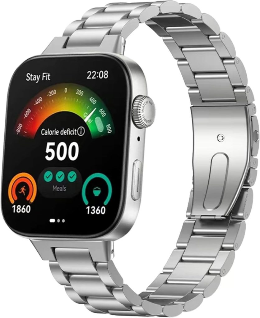NESLIN Band Compatible with Huawei Watch Fit 4/4 pro 2025 /Fit 3 Strap, Adjustable Stainless Steel Metal Watch Band Classic Business Style Strap for Huawei Watch Fit 4 2025 Replacement Band Women Men
