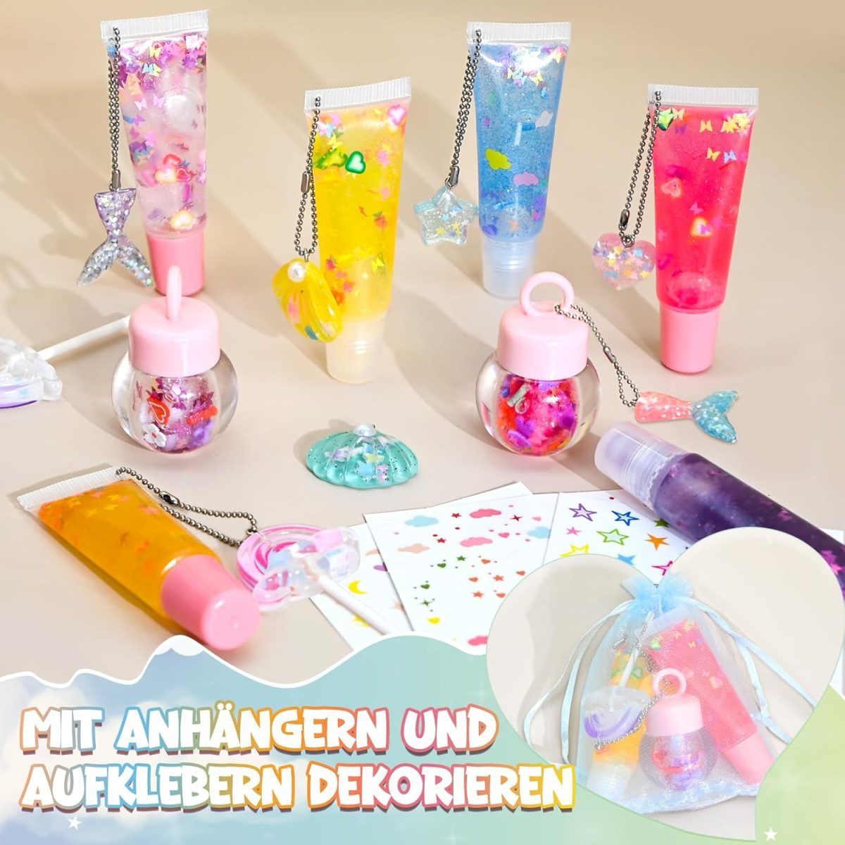 ⁦Make Your Own Lip Gloss, JUYRLE Lipstick Making Kit, Funny DIY Lip Gloss Set Girls Make Yourself, Non-Toxic Lip Gloss Cosmetic Make Up Gift for Women⁩ - الصورة ⁦4⁩