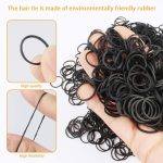 ⁦ToolHouse 1000pcs Black Elastic Hair Bands, Mini Soft No-Slip Rubber Ties for Braids, Ponytails, Wedding and Daily Hairstyles⁩ - الصورة ⁦2⁩
