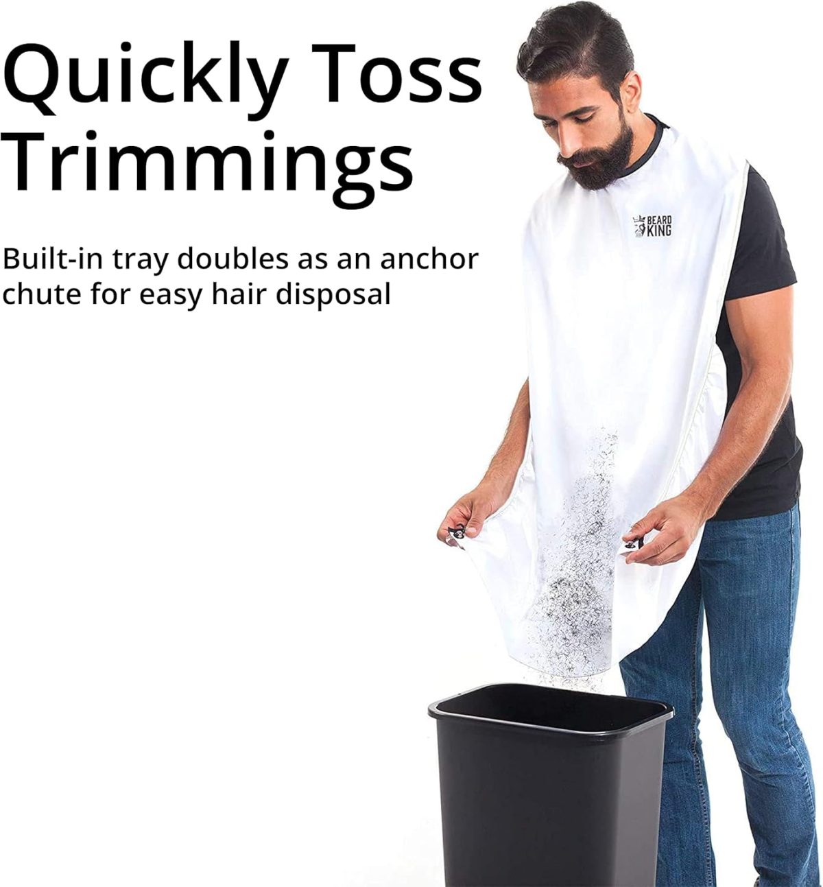 ⁦Beard King Beard Bib Hair Catcher - Mens Apron for Shaving, Shaping, Trimming, Grooming⁩ - الصورة ⁦7⁩