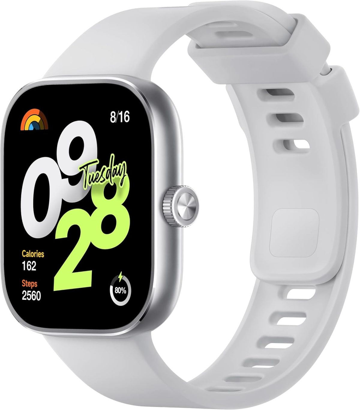 Xiaomi Redmi Watch 4 1.97 Inch AMOLED Display, 20 Days of Battery Life, 150 + Sports Modes, Built-in GPS, Rotating Crown, Grey, grey, One Size - Silver