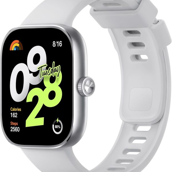 Xiaomi Redmi Watch 4 1.97 Inch AMOLED Display, 20 Days of Battery Life, 150 + Sports Modes, Built-in GPS, Rotating Crown, Grey, grey, One Size - Silver