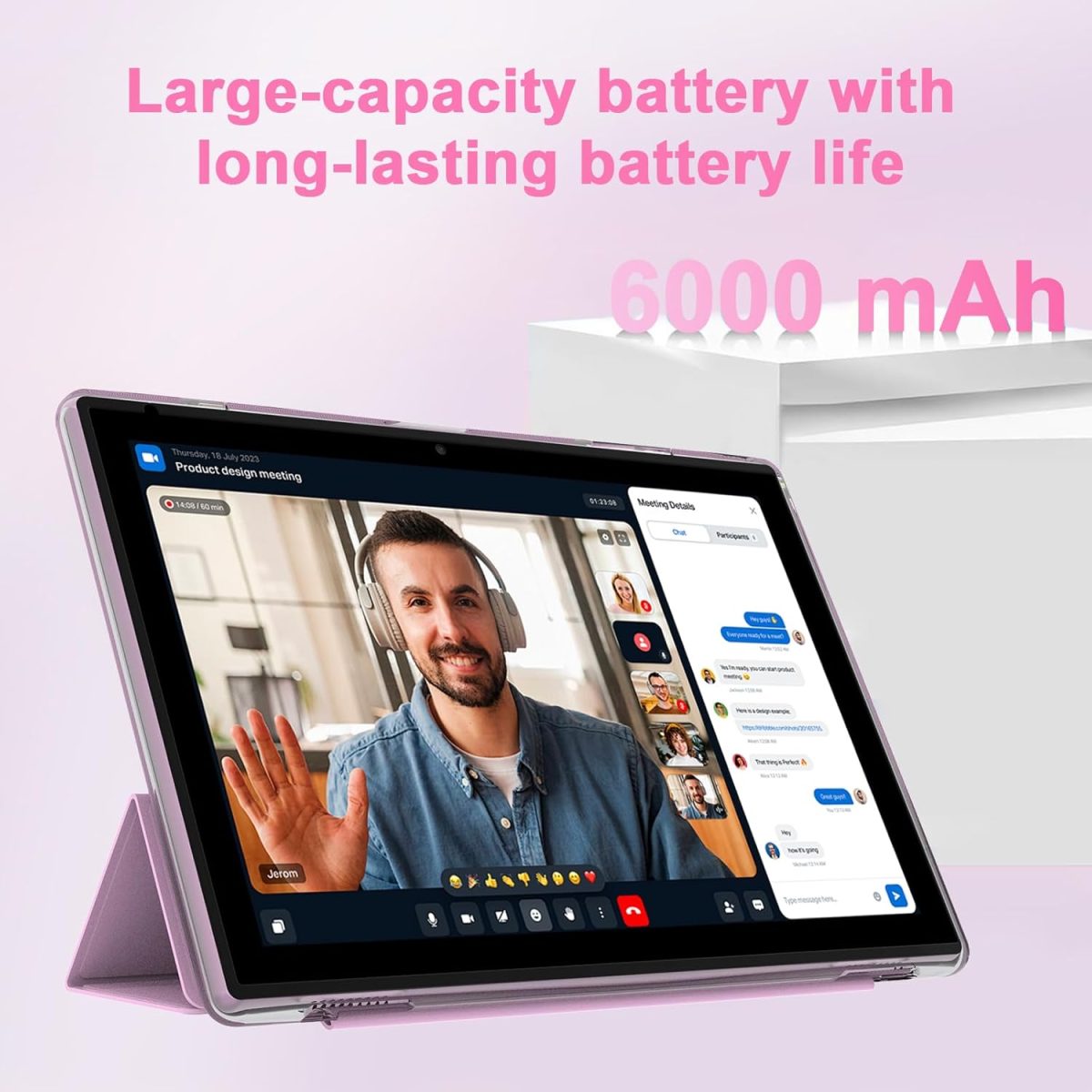 ⁦Android 13 Tablet, 10", 12GB RAM + 128GB ROM/1TB Expandable Tablet, 2024 Latest 2 in 1 Tablets with Keyboard Case, Capacitive Mouse, 2.0 Quad-core Processor, Quad-core Processor⁩ - الصورة ⁦8⁩