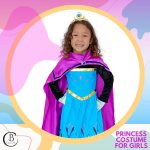 ⁦Cokos Box Girls Coronation Dress Costume Cape Gloves Tiara Crown Accessories Set⁩ - الصورة ⁦2⁩