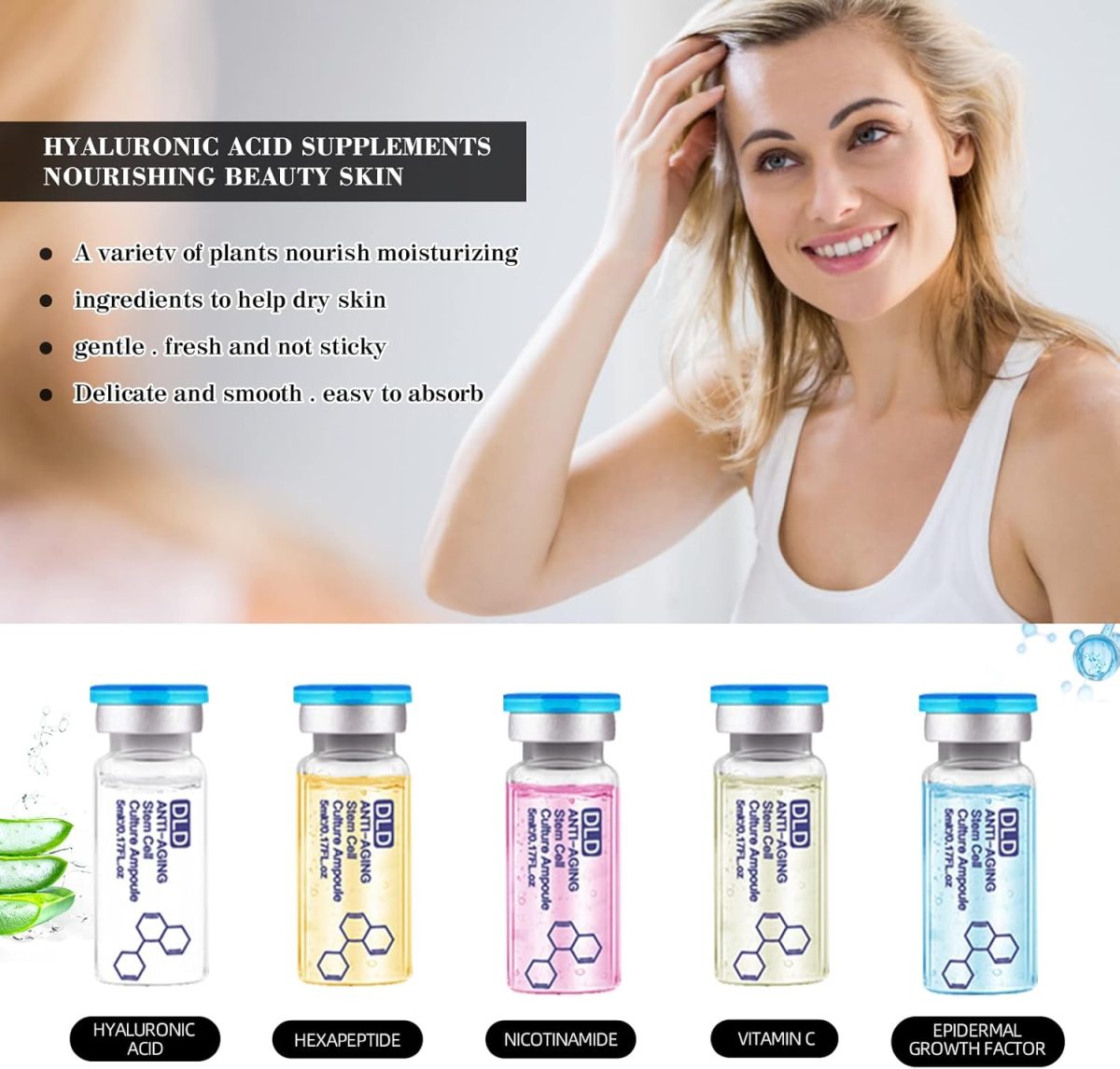 ⁦VEEVIIY BB Glow Starter Kit Facial Serum Treatment Kit, BB Glow Pigment 10 Vials Facial Serum Hyaluronic Acid Ampoule Essence Foundation Skin Care Serum BB Glow Pigment Booster Kit⁩ - الصورة ⁦5⁩
