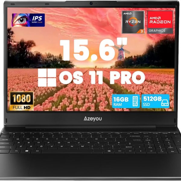 Azeyou Laptop Computer,15.6" Laptop, Alder Lake-N95 Quad Core CPU(Up to 3.4GHz), 12GB RAM 256GB SSD,1080P FHD Laptop, Win11 Pro,Full Function Type-C,2.4G/5G WiFi, BT5.0,USB3.0, Black