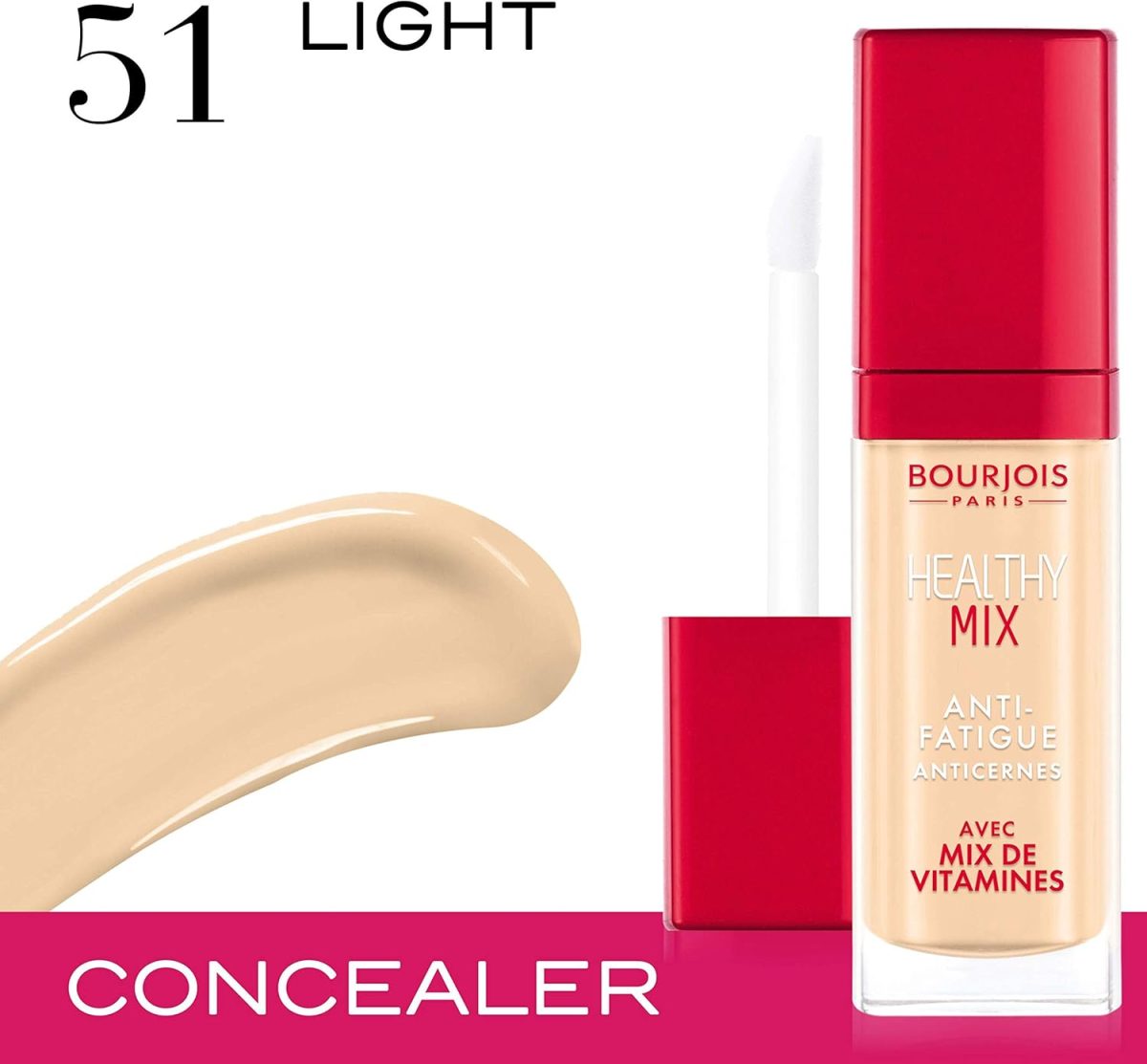 ⁦Bourjois Healthy Mix Anti-Fatigue Concealer. 51 Light. 10 ml– 0.34 Fl Oz⁩ - الصورة ⁦2⁩