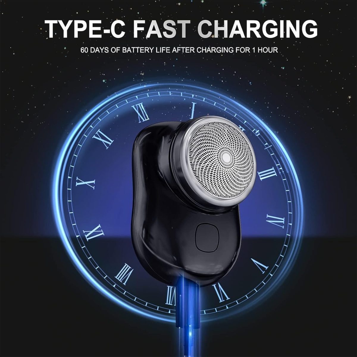 ⁦Bolivia's Mini Shaver, Portable Electric Shaver, Pocket Size Electric Razor, Wet and Dry Mens Shaver Head is Washable, USB Rechargeable Shaver One Button Use Suitable for Home, Car Travel (Black)⁩ - الصورة ⁦4⁩