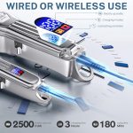 ⁦KIKIDO Hair Clippers Professional Cordless for Men, Barber Clippers for Hair Cutting Kit, Wireless LCD Display Hair Trimmers Set, Rechargeable Haircut Machine for Family (Sliver)⁩ - الصورة ⁦4⁩