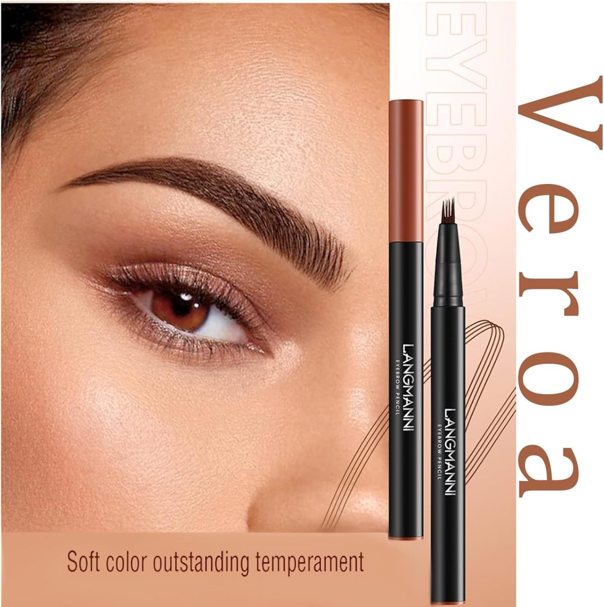 ⁦Excefore Brown Eyebrow Pen, 2 Pcs Brown Eyebrow Pencil With 4 Micro-Fork Tipm,Natural Stereoscopic Long-Lasting, Waterproof, Non-Fadin, Creates Natural Looking Brows Effortlessly, for All Brow Shapes⁩ - الصورة ⁦6⁩