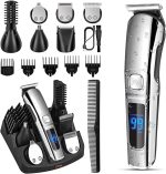 Eacam 6 in 1 Men Hair Clipper Set Beard Shaver Electric Body Hair Trimmer Nose Trimmer Haircut Kit Waterproof Fully Washable, body Hair Trimmer Body Grooming Kit for Man