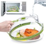 LBMT Microwave Cover for Food, Clear Microwave Splatter Cover with Water Steamer and Handle, 10 Inch Plate Covers, Kitchen Gadgets and Accessories
