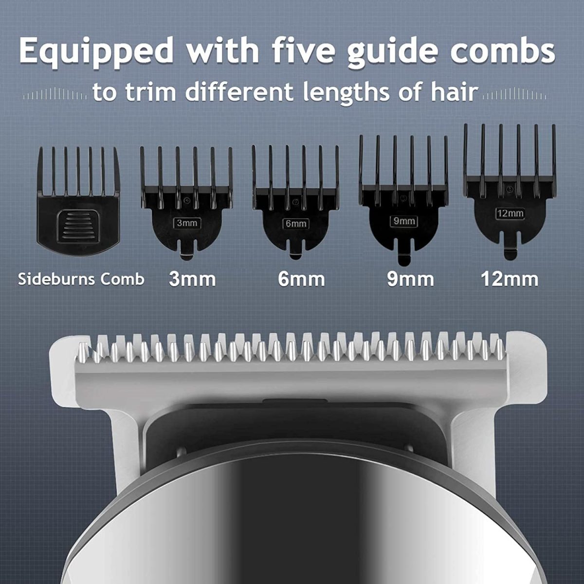 ⁦AMERTEER Hair Trimmer for Men, Beard trimmer, 6 in 1 Cordless Rechargeable Hair Clipper & Electric Mustache Trimmer, Waterproof Professional Grooming Kit for Beard Head Face and Body⁩ - الصورة ⁦5⁩