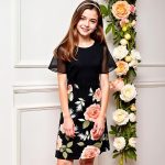 ⁦XULINOVA girl dress, cotton like stretch jersey top & 4 way stretch fabric skirt, flower Print, 1 set For Ages 8-12Y,summer, daily, casual, holiday⁩ - الصورة ⁦6⁩