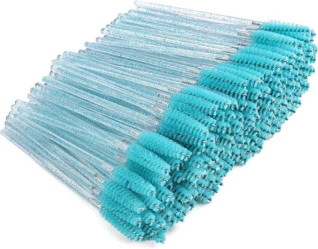 Tbestmax 300 Disposable Mascara Wands Eye Lash Brush Spoolies for Eyebrow/Eyelash Extension Blue