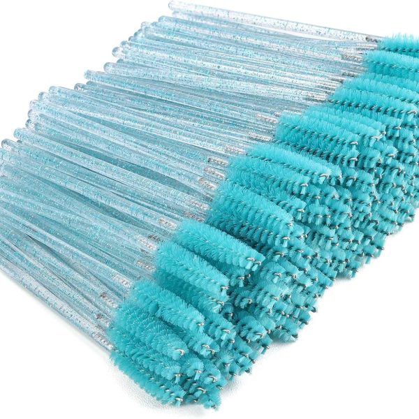 Tbestmax 300 Disposable Mascara Wands Eye Lash Brush Spoolies for Eyebrow/Eyelash Extension Blue