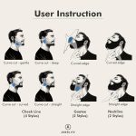 ⁦Aberlite Beard Shaper - Beard Lineup Tool W/Barber Pencil (White) - 100% Clear | Many Styles | Long Edges | Anti-Slip - The Ultimate Beard Shaping Tool (Blue) - Beard Stencil Guide - Works w/Trimmer⁩ - الصورة ⁦3⁩