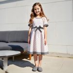 ⁦Xulinova girls' fashion plaid A-line dress with bow belt, short sleeves, breathable stretch fabric, size 8–12Y, فساتين بنات للعيد, فستان بناتي محتشم, ملابس اطفال بنات, فستان اطفال⁩ - الصورة ⁦5⁩