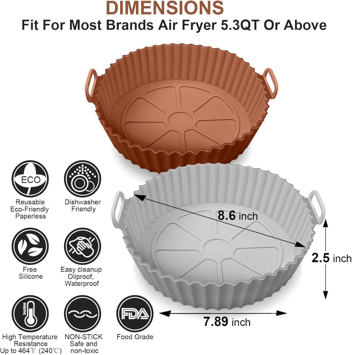 ⁦Air Fryer Silicone Pot,LinJie Air Fryer Silicone Basket Bowl,for 3 to 5 QT, Replacement of Flammable Parchment Paper, Reusable Food Safe Air Fryer Oven Accessories.(4 Pcs)⁩ - الصورة ⁦2⁩