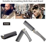 ⁦Khazna Folding Beard Comb, Portable Stainless Steel Round Comb for Men, Folding Carrying Pocket Oil Hair Moustache Shaping Comb for Grooming Styling, Combing Hair, Beards and Mustaches⁩ - الصورة ⁦2⁩