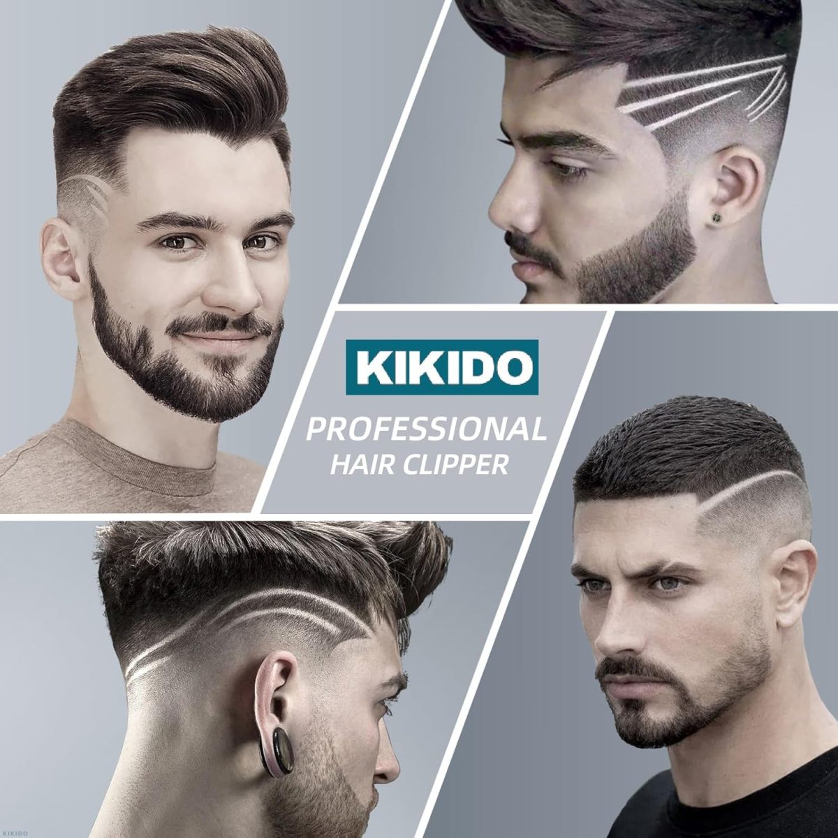⁦KIKIDO Hair Clippers Professional Cordless for Men, Barber Clippers for Hair Cutting Kit, Wireless LCD Display Hair Trimmers Set, Rechargeable Haircut Machine for Family (Sliver)⁩ - الصورة ⁦6⁩