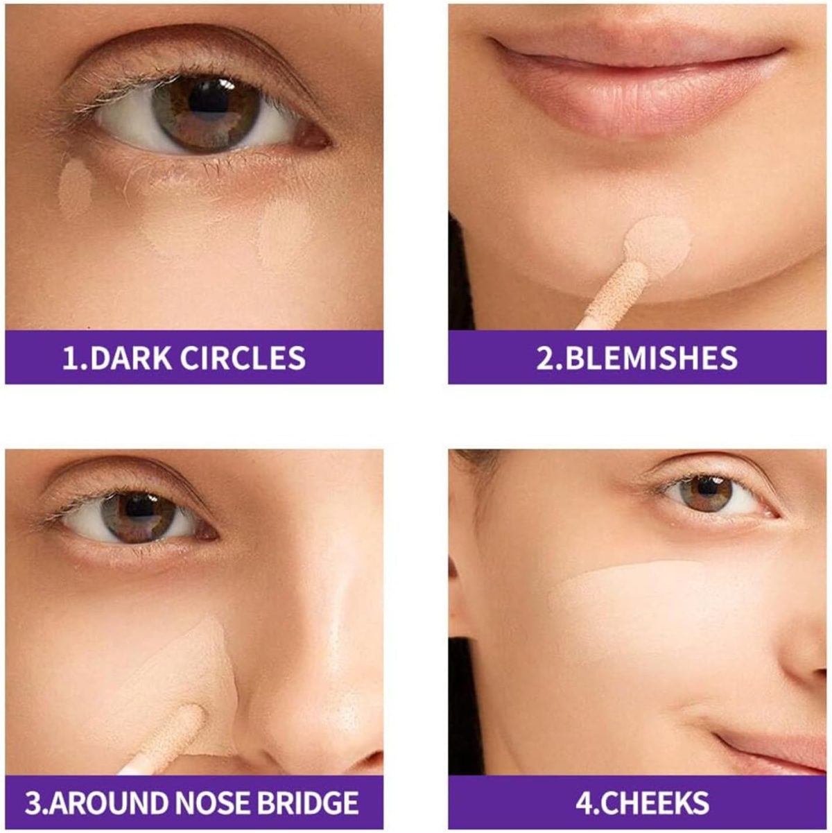 ⁦Azonee Coverage Concealer, Concealer Stick, High Coverage Concealer, Liquid Concealer, Concealer, Foundation Concealer Cream Hydrating Waterproof (3pcs)⁩ - الصورة ⁦2⁩