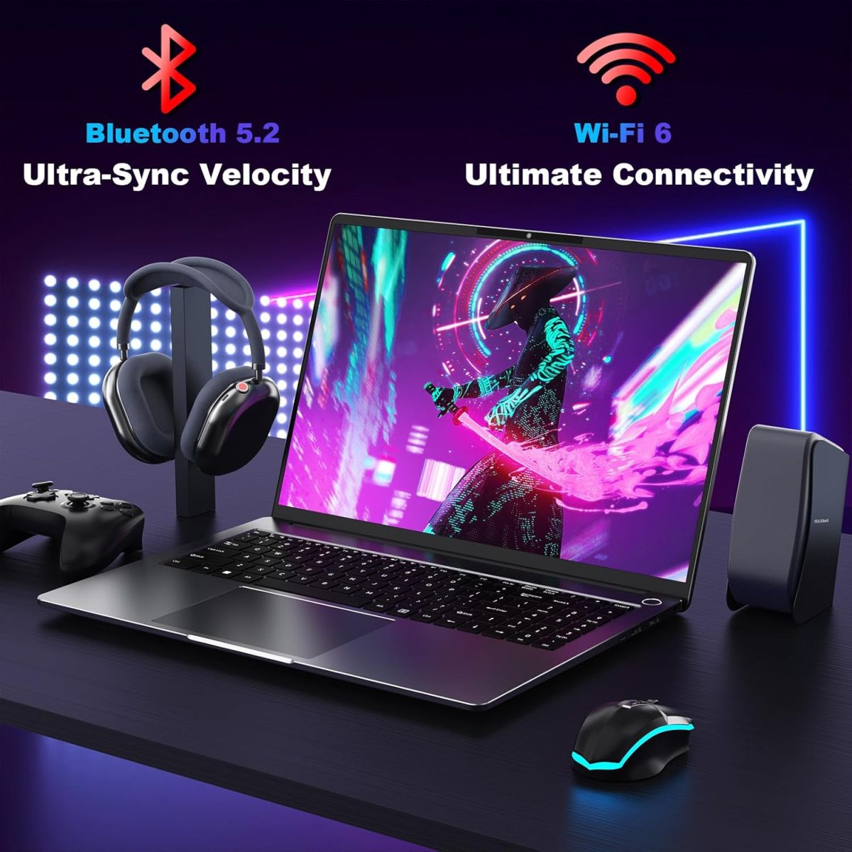 ⁦Laptop Gaming 16inch 2.5K IPS, Laptop Computer 16GB DDR5 1TB SSD AMD Ryzen 7 7840HS Processor(Up to 5.1GHz), Traditional Laptop PC Wifi6 BT5.2 USB3.1*3 HDMI*1 Audio Port*1 Cooling System For Games⁩ - الصورة ⁦7⁩