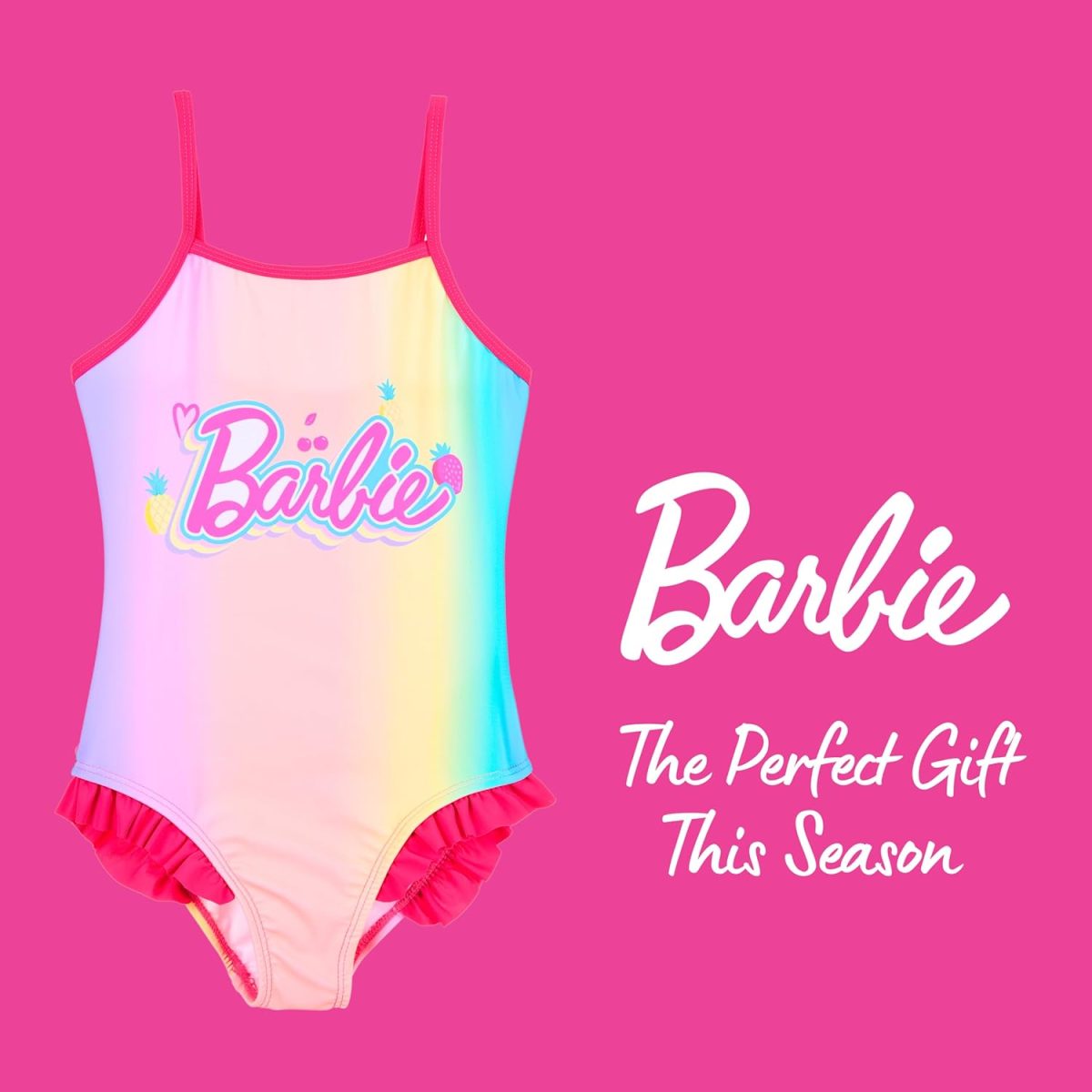 ⁦Barbie Girls One Piece Swimsuit, Kids Swimsuit, Sizes 4-10 Years⁩ - الصورة ⁦8⁩