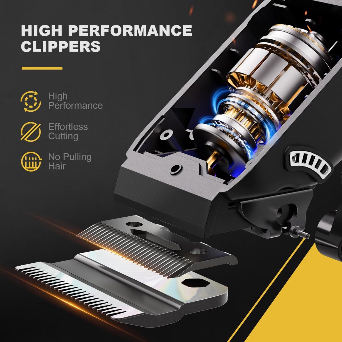 ⁦SUPRENT Hair Clippers for Men Professional, USB-C Rechargeable Cordless Clippers for Hair Cutting, Mens Hair Clippers and Trimmer Kit for Barber with LED Display for Barbers & Home Use (Gray)⁩ - الصورة ⁦2⁩