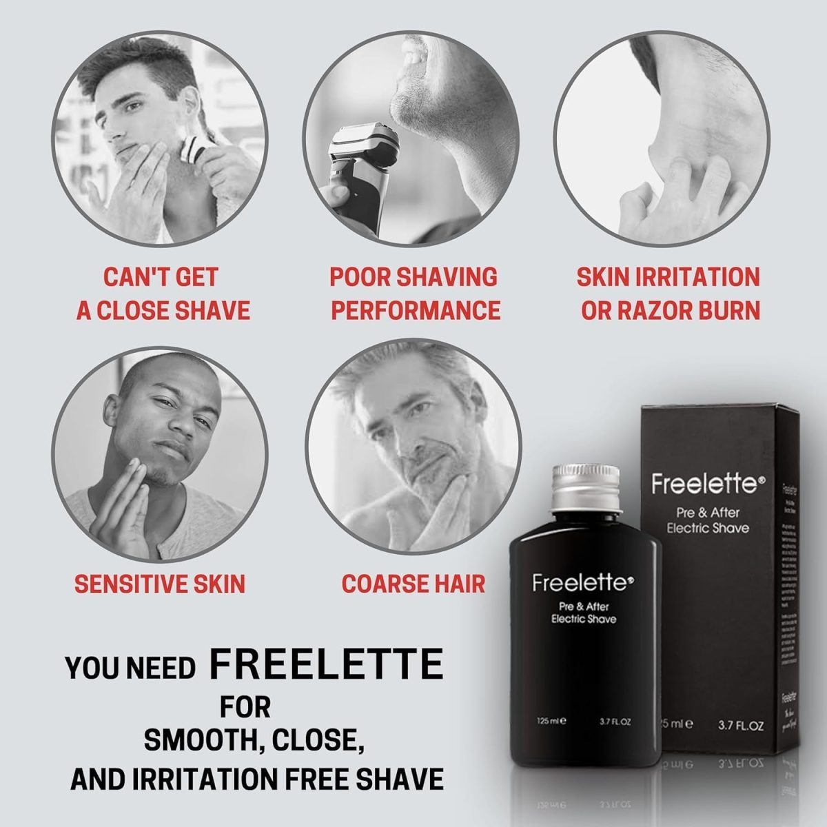 ⁦Electric Pre-Shave and Aftershave Lotion Cream - Ideal for a Close Shave - Smooth and Irritation-Free Balm Freelette (125 ml (Pack of 1), Mint/Bergamote)⁩ - الصورة ⁦2⁩