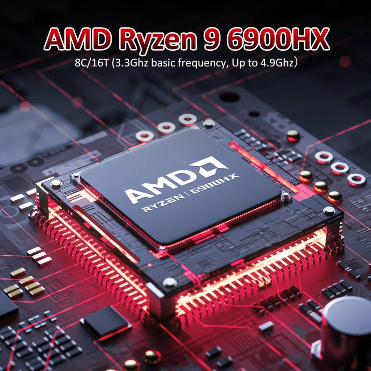 ⁦15.6" FHD Gaming Laptop with AMD Ryzen 9 6900HX (8/16, Up to 4.9GHz), 32GB DDR5 RAM, 1TB NVMe SSD Windows 11 Pro Laptops, Backlit KB, Privacy Camera, USB-C, Fingerprint Reader, High-Performance⁩ - الصورة ⁦2⁩