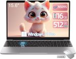 TOPGRO 15.6" Laptop Computer, Mouse and Mouse pad Included, Cerelon N5095, 16GB DDR4/512GB SSD, 1920x1080P, Fingerprint Reader, WiFi5, BT4.2, USB3.0, MINI HDMI, Windows11 Pro, Backlit KB