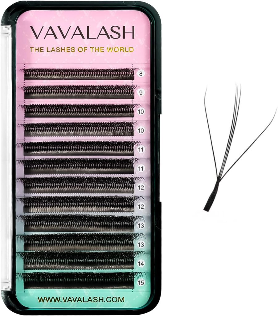 VAVALASH 3D Dual-core W Shape Eyelash Extension 3D W Premade Fans 0.07 C Curl Volume Lash Extensions Easy Fanning False Lashes Matte Black Premade Cluster W Lashes(Dual-core-3D-0.07-C-8-15mm）