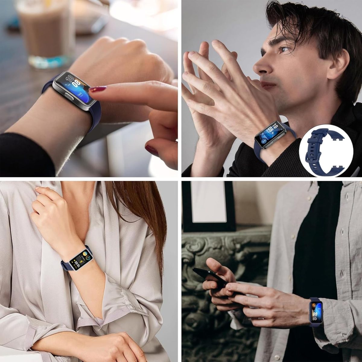 ⁦4Pcs Silicone Strap for Huawei Band 8 Replacement Belt Watchband for Huawei Band 8 WristBand Bracelet⁩ - الصورة ⁦6⁩