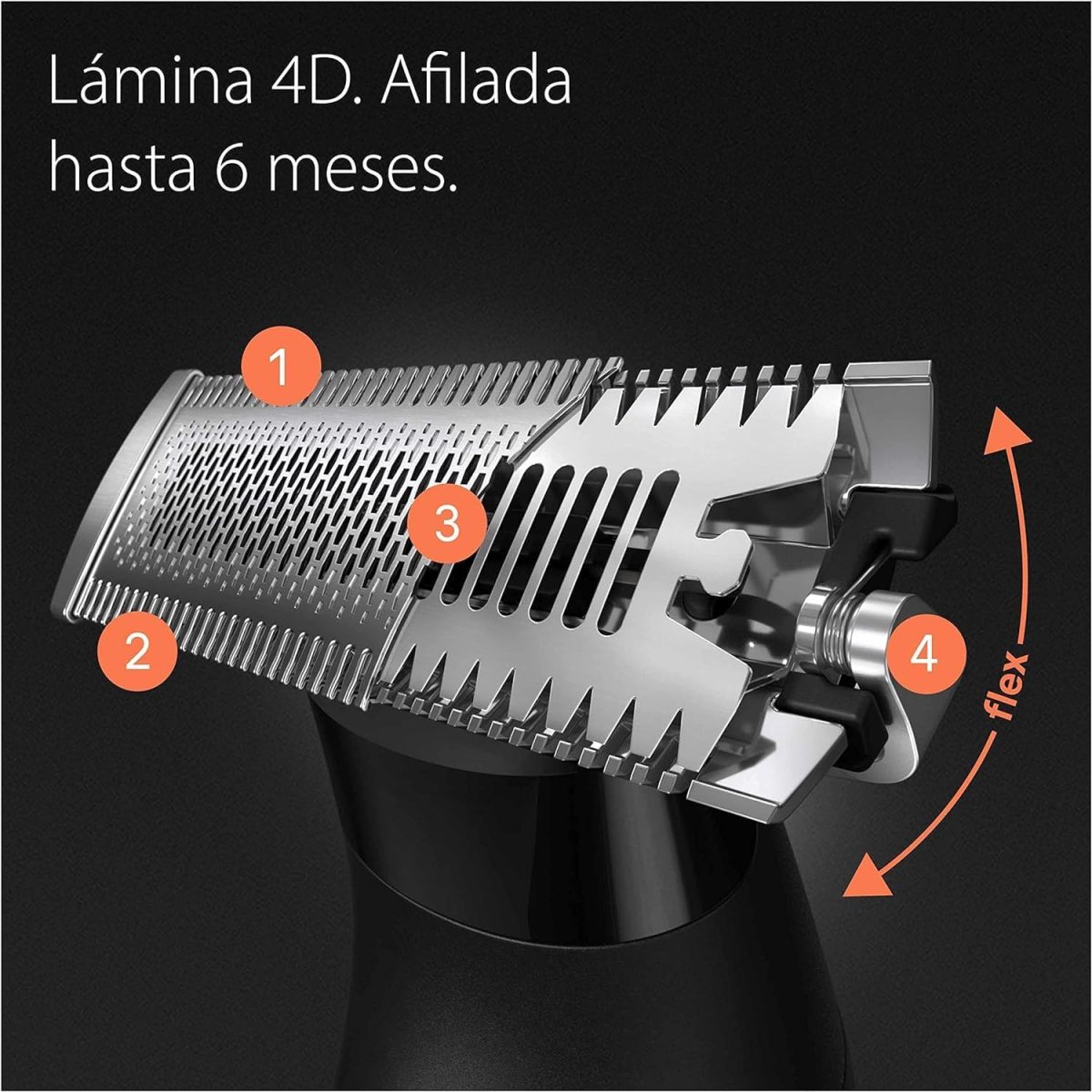 ⁦Braun Series X Electric Hybrid Trimmer for Men, Face & Body, with 6 Combs, Innovative 4D Blade, Beard Trimmer and Body Shaver, Skinshield, Two-Way Clog, Flexible Head⁩ - الصورة ⁦3⁩