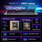 ⁦NAIKLULU Gaming Laptop,15.6 Inch Laptop Computer,32GB RAM 1TB SSD,AMD Ryzen 5 7430U 6C/12T Processor(up to 4.3Ghz),AMD Radeon Graphics,15.6”FHD 1920 * 1080 Display,WiFi 5,BT5.0,Backlit Keyboard⁩ - الصورة ⁦2⁩