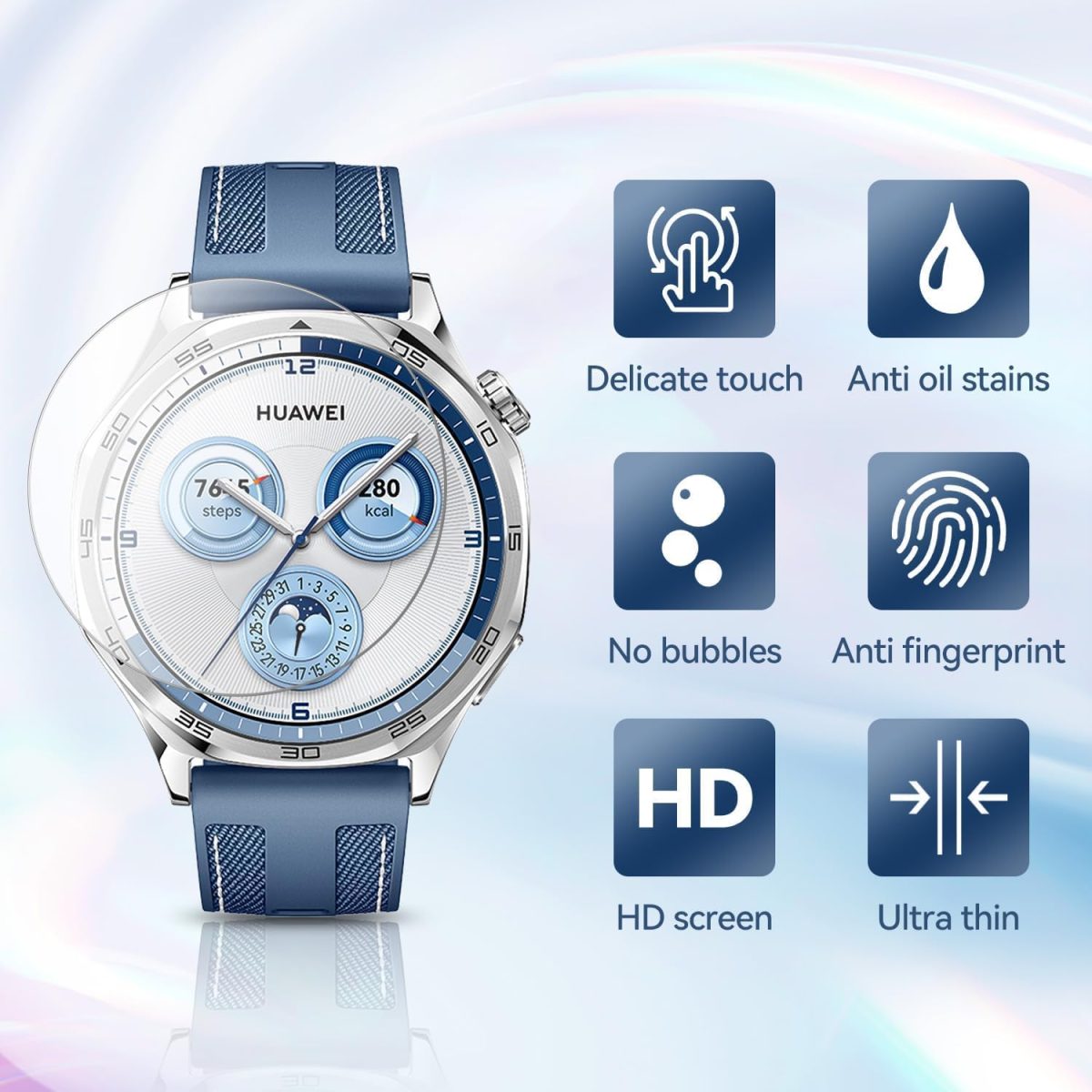 ⁦[3Pack] for Huawei Watch GT5 Pro /GT5 46mm Tempered Glass Screen Protector, HD Clear watch Screen Protector Film for Huawei Watch GT5 Pro 46mm/ GT5 46mm (GT5 Pro 46mm)⁩ - الصورة ⁦3⁩