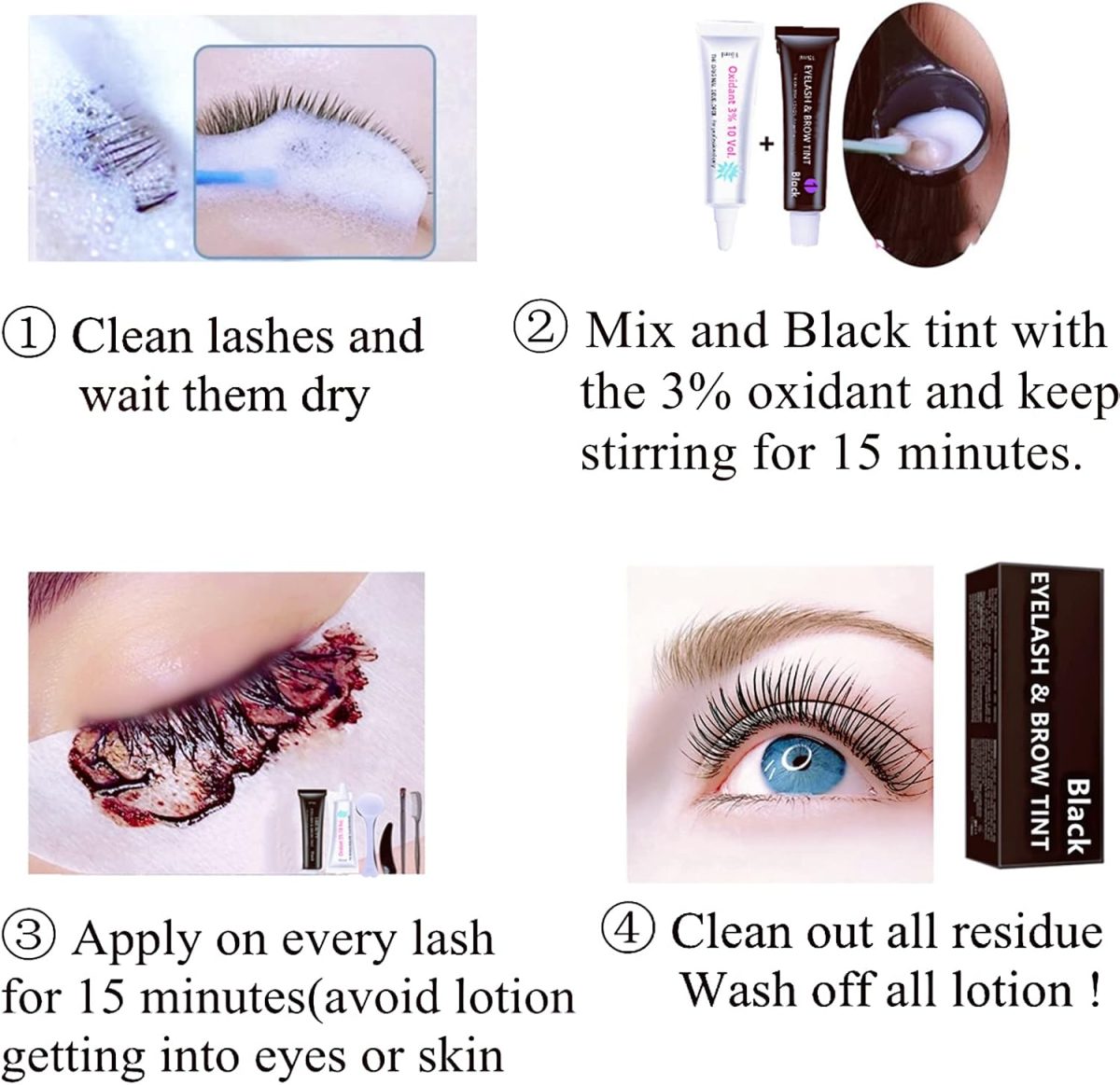 ⁦Libeauty Black Lash Tint Kit, Keratin Black Eyelash Dye and Eyebrow Tint, 6 Week Voluminous Brow Tint, Tinting Look For Lash Perm/Lift/Lamination Treatment (Black Eyelash Tint Kit Only)⁩ - الصورة ⁦5⁩