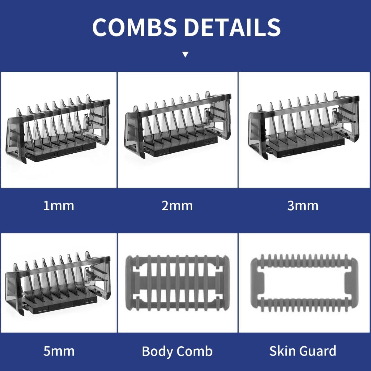 ⁦YINKE Guide Comb Attachments with Stand Body Skin Guards for Philips OneBlade & One Blade Pro QP2520 QP2530 QP2620 QP2630 Face Hair Clippers Beard Trimmer Replacement Pack Kit（Razor Not Included）⁩ - الصورة ⁦3⁩