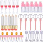 Vankcp 30 Pcs Cute Empty Lip Gloss Tubes, 6 Styles Lip Glaze Tubes Novelty Red Wine Glass Lip Oil Bottles Ice-Cream Shaped Empty Lip,Refillable Lip Balm Containers for Women Girls DIY(5/8/10ML)