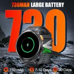 ⁦Military Smart Watches for Men with LED Flashlight 1.85" Large Screen 730mAh Big Battery Activity Tracker with Bluetooth Call Sport Modes Health Monitor Outdoor Tactical Smartwatch for iPhone Android⁩ - الصورة ⁦3⁩