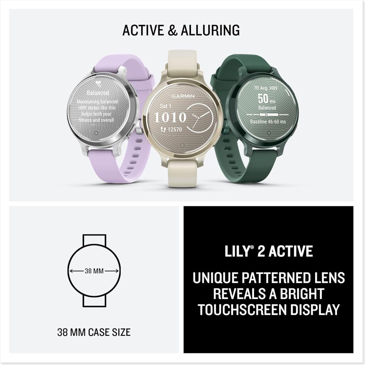 ⁦GARMIN LILY 2 ACTIVE LUNAR GOLD WITH BONE SILICONE BAND⁩ - الصورة ⁦7⁩
