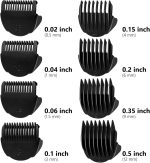 ⁦CR8GR8 Body Trimmer Guards,Guides Fit for Manspot Groin Hair Trimmer for Men,8pcs Clipper guards Set Fit for Meridian Ball Timmer,0.02inch to 0.5Inch(0.5mm-12mm) Black⁩ - الصورة ⁦2⁩