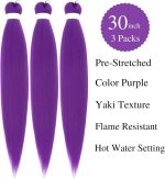 ⁦Gozill Braiding Hair Pre stretched Purple 30 inch Prestretched Braiding Hair Ez Braid Hypoallergenic Colored Braiding Hair Extensions Long⁩ - الصورة ⁦2⁩