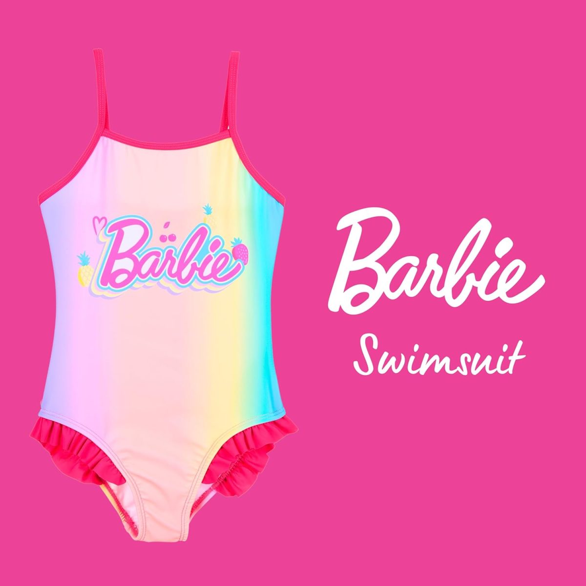 ⁦Barbie Girls One Piece Swimsuit, Kids Swimsuit, Sizes 4-10 Years⁩ - الصورة ⁦3⁩