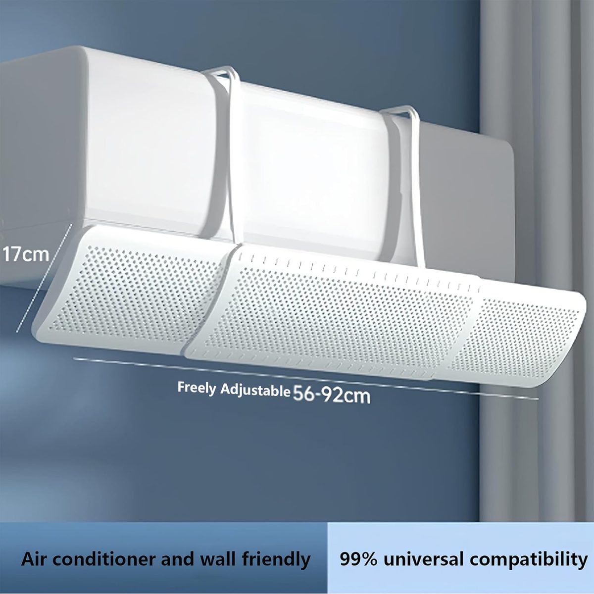 ⁦Gorgeskid Wind Deflector Adjustable Air Conditioner Deflector - Universal Fit, No-Drill Mount, Stops Direct Blowing for Baby/Elderly/Pregnancy, Summer & Winter Use, White ABS Panel (56-92cm)⁩ - الصورة ⁦6⁩